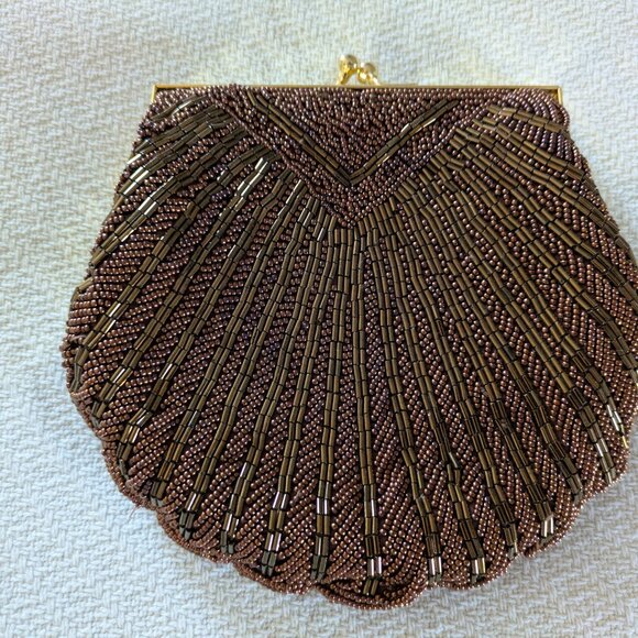 Carla Marchi - Brown-beaded Evening Clutch with Shoulder strap - Picture 2 of 3